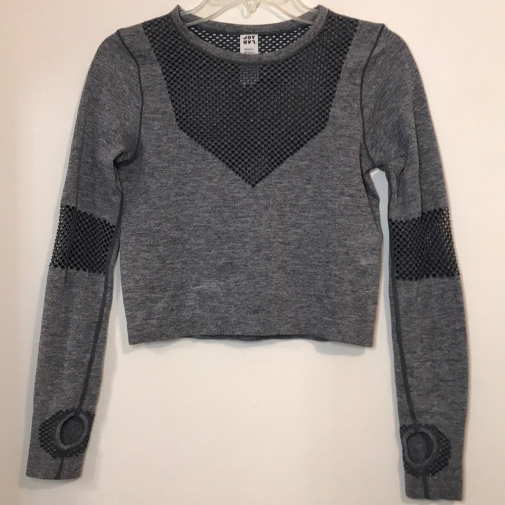 Joy Lab long grey sleeve crop athletic top size M